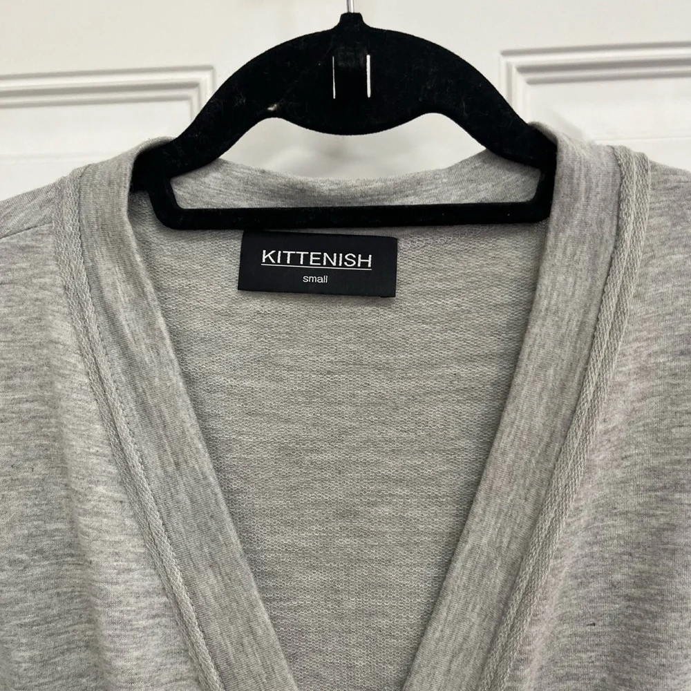 Kittenish gray jumpsuit sweats comfy wrap‎ front drawstring wide leg small - Picture 2 of 6